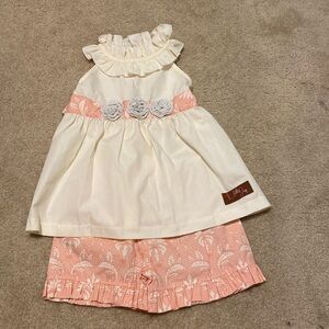 NWOT Mille Jay Peach Flower Outfit 4/4T